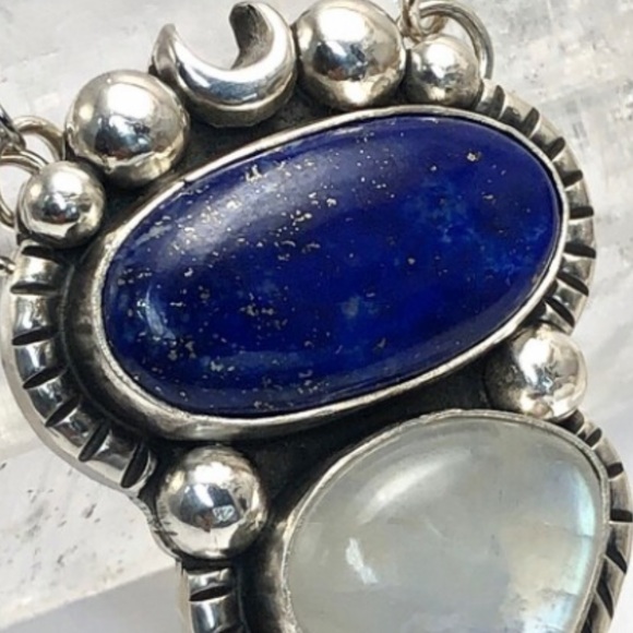 Pacific Crest Silver lapis lazuli and moonstone sterling silver necklace - Picture 5 of 13